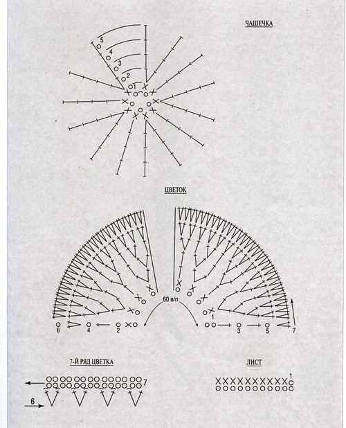 схема вязания гвоздики крючком
